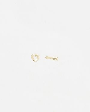 Oliver Bonas Mona Heart & Arrow Mismatch Stud Earrings - White