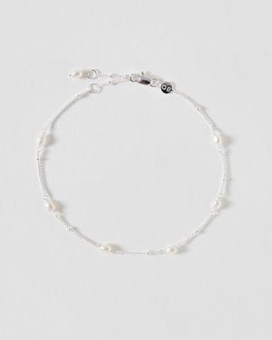 Oliver Bonas Mila Pearl Detail Beaded Anklet - White