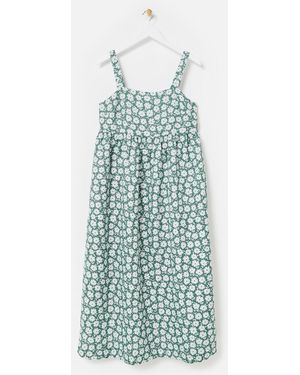 Oliver Bonas & White Daisy Jacquard Strappy Midi Dress, Size 6 - Green