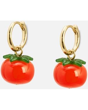 Oliver Bonas Cita Cherry Tomato Charm Hoop Earrings - Red