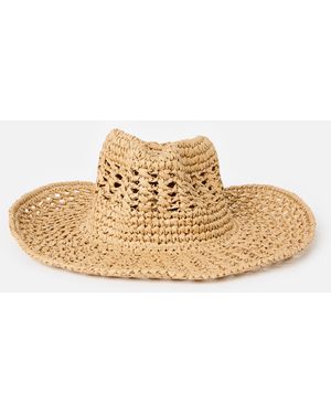 Oliver Bonas Brown Open Weave Cowboy Hat - Natural