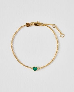 Oliver Bonas Auden Onyx Inlay Heart Charm Chain Bracelet - Metallic