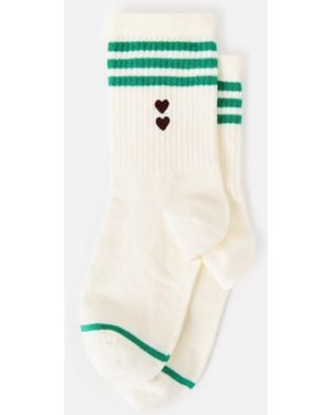 Oliver Bonas & Green Striped Double Heart Sporty Socks