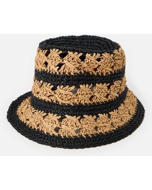Oliver Bonas Brown & Black Striped Crochet Bucket Hat