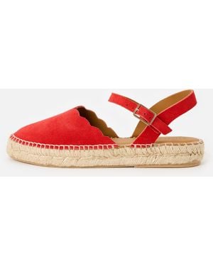 Oliver Bonas Suede Scalloped Edge Espadrille Sandals, Size 3 - Red