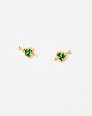 Oliver Bonas Amara Mini Heart & Arrow Green Stud Earrings - Multicolour