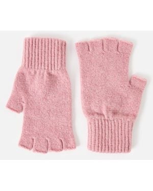 Robert Mackie Iona Wool Fingerless Gloves - Pink