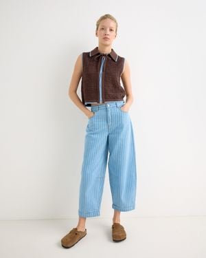 Oliver Bonas Light Denim Striped Barrel Leg Jeans, Size 12 - Blue