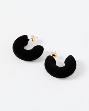 Oliver Bonas Nesta Matte Fabric Hoop Earrings - Black