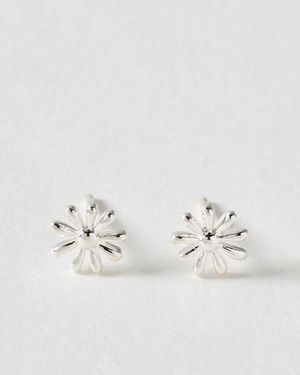 Oliver Bonas Delilah Daisy Flower Stud Earrings - White