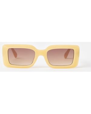 Oliver Bonas & Faux Tortoiseshell Rectangular Sunglasses - Natural