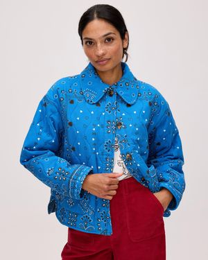 Oliver Bonas Bandana Print Quilted Jacket, Size 6 - Blue