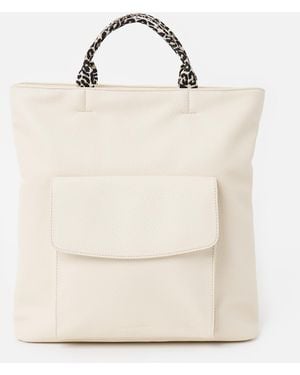 Oliver Bonas Jackie Leopard Print Strap Backpack - Natural