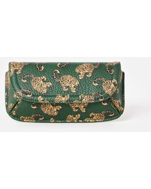 Oliver Bonas Lola Leopard Print Glasses Case - Green