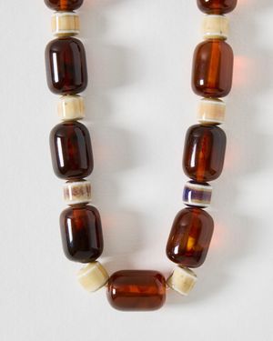 Oliver Bonas Thelma Chunky Beaded Necklace - Pink