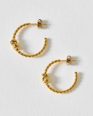 Oliver Bonas Jolie Tone Waterproof Textured Knot Hoop Earrings - Metallic