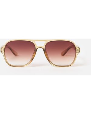 Oliver Bonas Amber Double Bridge Sunglasses - Pink