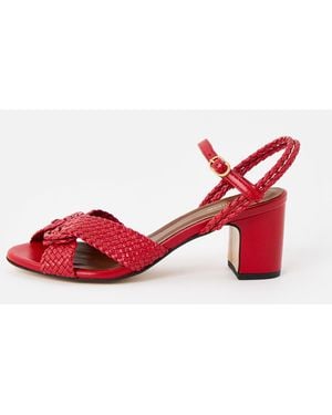 Anonymous Copenhagen Dilaya 55 Braided Leather Heeled Sandals, Size Uk 4 - Red
