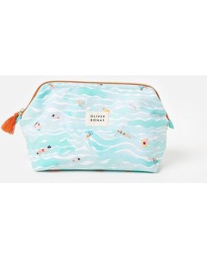 Oliver Bonas & Orange Swimmers Makeup Bag - Blue