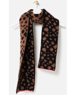 Oliver Bonas & Black Spotty Animal Print Knitted Scarf - Brown