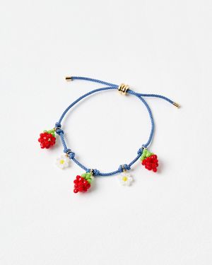 Oliver Bonas Suzy Strawberry Cord Bracelet - Blue