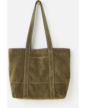 Oliver Bonas Jennie Khaki Faux Suede Tote Bag - Green