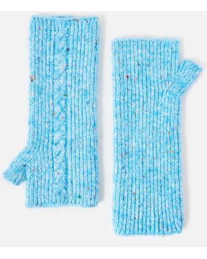 Oliver Bonas Marl Cable Knit Wrist Warmers - Blue