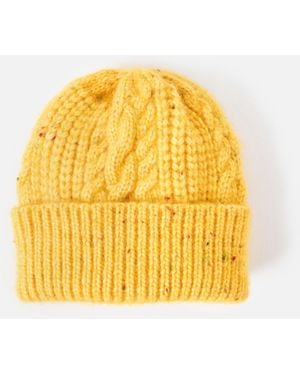 Oliver Bonas Marl Cable Knit Beanie Hat - Yellow