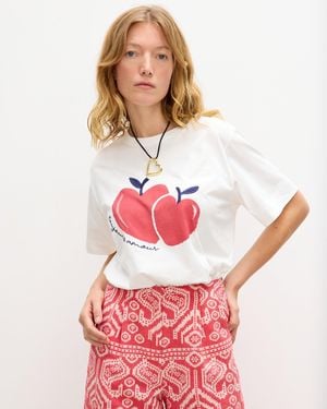 Oliver Bonas Apple Heart Graphic Cotton T-shirt, Size 6 - White