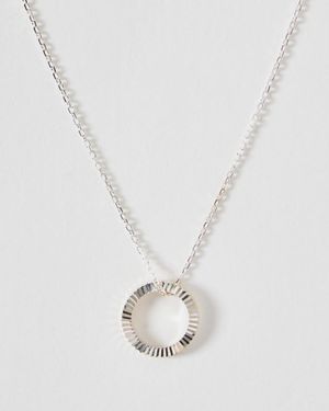 Oliver Bonas Anita Textured Single Ring Charm Pendant Necklace - White