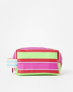 Oliver Bonas Pink & Green Striped Small Wash Bag