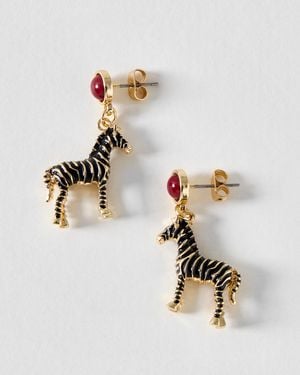 Oliver Bonas Elina Zebra Drop Stud Earrings - Metallic