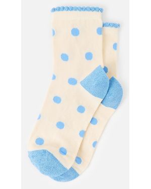 Oliver Bonas Cream & Polka Dot Ankle Socks - Blue
