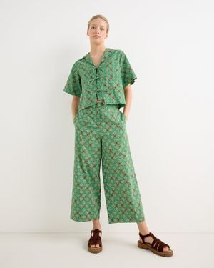 Oliver Bonas Strawberry Cropped Wide Leg Trousers, Size 16 - Green