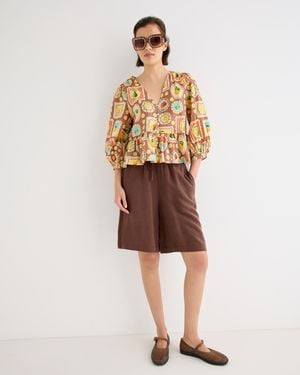 Oliver Bonas Chocolate Longline Shorts, Size 10 - Natural