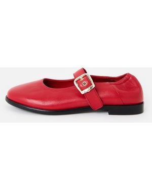 Oliver Bonas Leather Mary Janes, Size 3 - Red