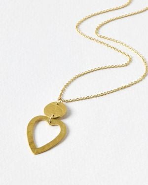Just Trade X Oliver Bonas Lucy Hammered Heart Pendant Necklace - White
