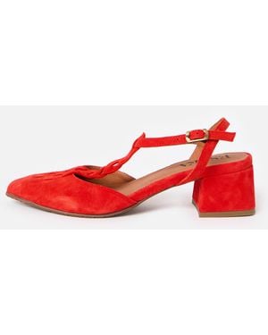 Esska Lydia Suede Pointed Heeled Sandals, Size 3 - Red