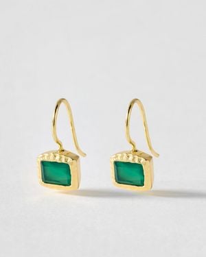 Oliver Bonas Ziva Onyx Square Drop Earrings - Green