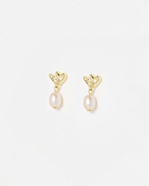 Oliver Bonas Chiara Eyelash Detail Pearl Earrings - White