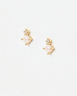 Oliver Bonas Lottie Tiny Cubic Zirconia Stud Earrings - White