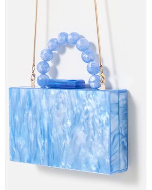 Oliver Bonas Marbled Box Clutch Bag - Blue