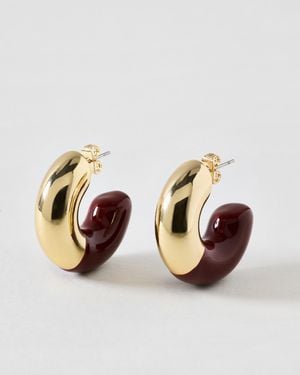Oliver Bonas Karina Half & Gold Tone Chunky Hoop Earrings - Brown