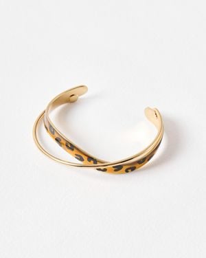 Oliver Bonas Christie Twist Animal Enamel Gold Tone Bangle - Metallic