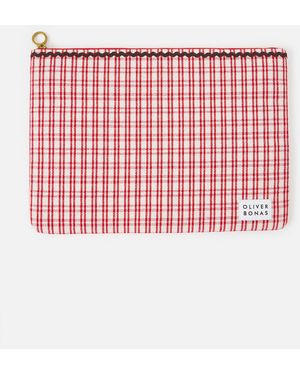 Oliver Bonas Red Checked Laptop Case