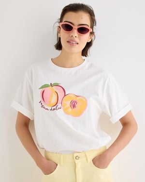 Oliver Bonas Just Peachy Cotton Graphic T-shirt, Size 10 - White