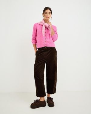 Oliver Bonas Chocolate Corduroy Barrel Leg Trousers, Size 12 - Pink
