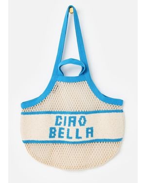 Oliver Bonas Cream & Ciao Bella Net Shopper Bag - Blue