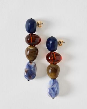 Oliver Bonas Yetta Resin Bead Drop Earrings - Blue