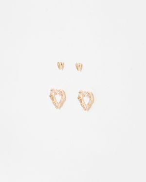 Oliver Bonas Ella Mini Hearts Stud Earring Pack Of Four - White